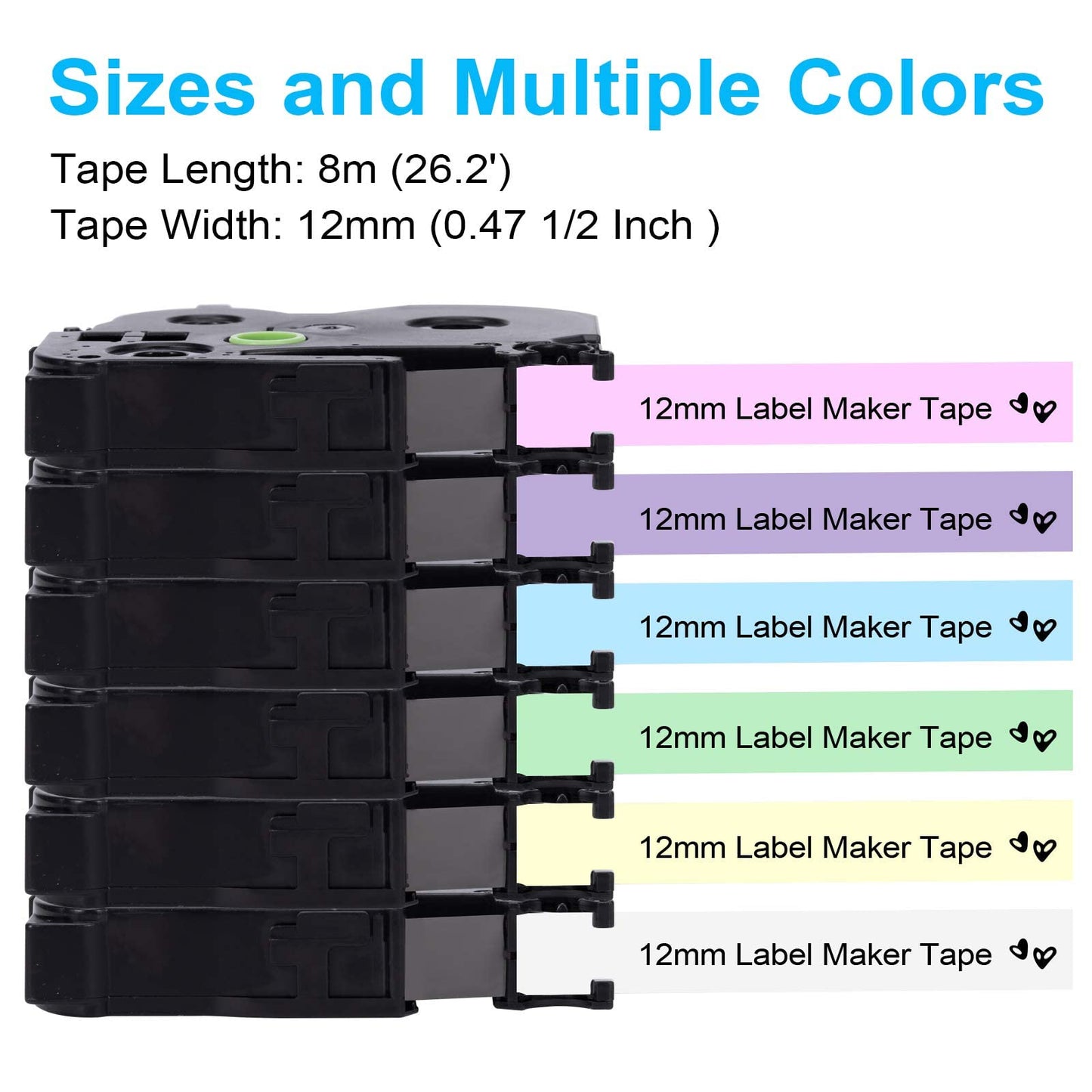 Freshworld Tze Tz Tape 12mm Replaced for Brother Tze-231, 0.47Inch TZe-MQF31 TZe-MQ531 TZe-MQE31 TZe-MQY31 TZe-MQG31 Label Tape Compatible with Brother P-Touch PT-D210 PT-H110 PTD600, 6Pack