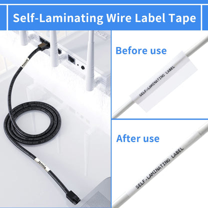 Compatible M21-750-427 Self-Laminating Wire Wrap Brady Labels for Vinyl Patch Panel and Cable Labeling,Work with BMP21-PLUS,BMP21-LAB and IDPAL Label Printer,0.75 Inch Width,Black on White, 2-Pack