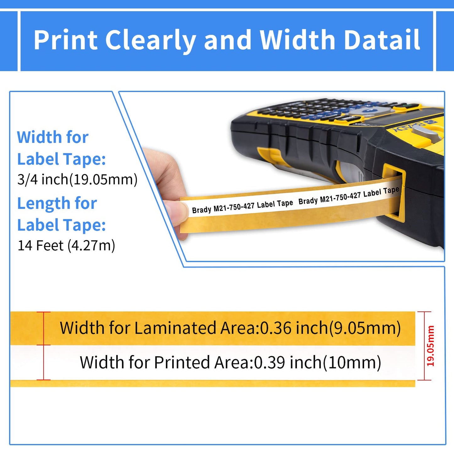 Compatible M21-750-427 Self-Laminating Wire Wrap Brady Labels for Vinyl Patch Panel and Cable Labeling,Work with BMP21-PLUS,BMP21-LAB and IDPAL Label Printer,0.75 Inch Width,Black on White, 2-Pack