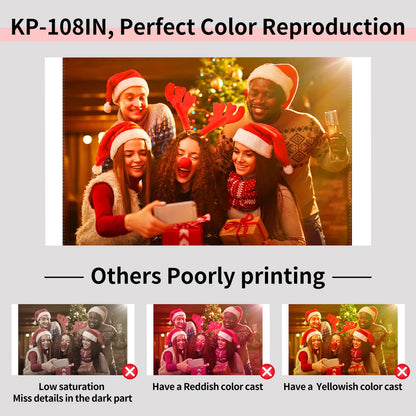 Compatible Canon Selphy CP1300 Ink and Paper KP-108IN KP108 3 Color Ink Cartridges and 108 Sheets 4x6 Photo Paper Glossy for Canon Selphy CP1300, CP1200, CP1000, CP910, CP900 Compact Photo Printers